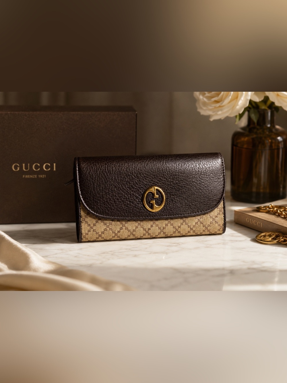 EUC Vintage Gucci Monogram Continental Wallet / Clutch 🤎✨
